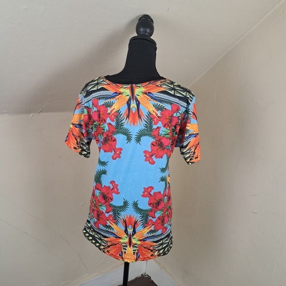 GLAENOHY Paris T Shirt Top Floral Multicolor Size M - Picture 4 of 11
